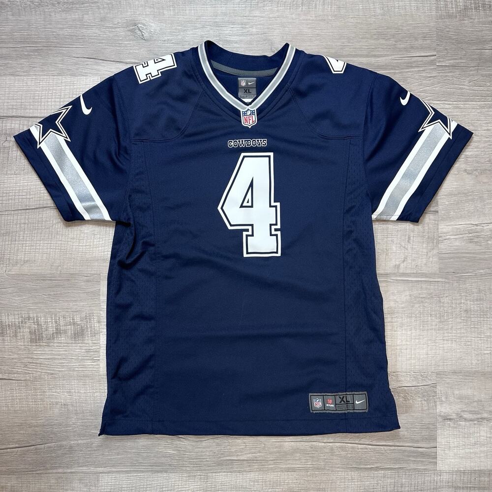 Nike Dallas Cowboys Dak Prescott #4 Jersey Navy Blue Youth Size XL (18/20)